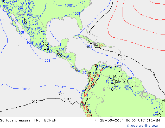 Pressione al suolo ECMWF ven 28.06.2024 00 UTC