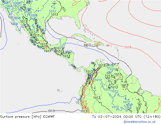 Presión superficial ECMWF mar 02.07.2024 00 UTC