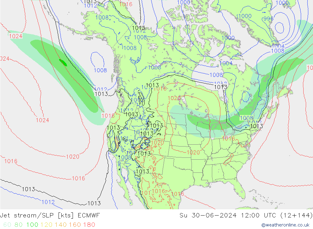 Corrente a getto ECMWF dom 30.06.2024 12 UTC