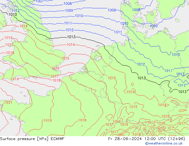 Atmosférický tlak ECMWF Pá 28.06.2024 12 UTC