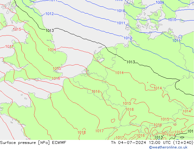 Surface pressure ECMWF Th 04.07.2024 12 UTC