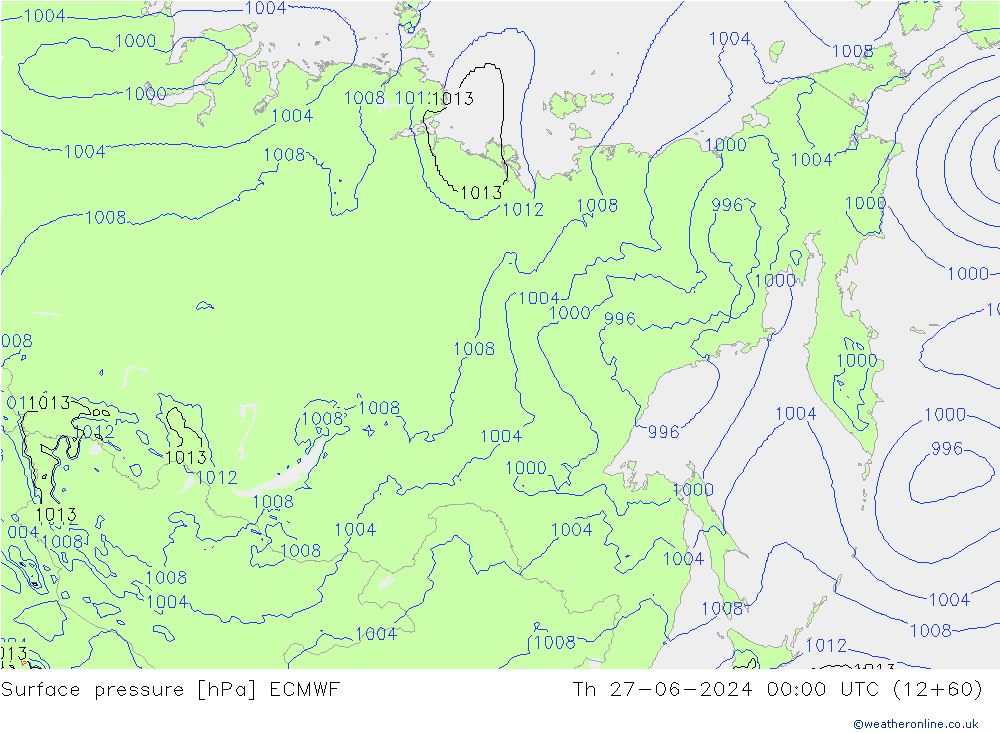 ciśnienie ECMWF czw. 27.06.2024 00 UTC