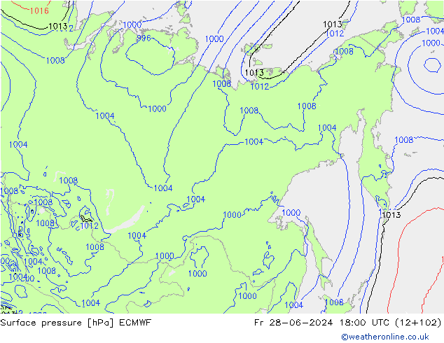 Surface pressure ECMWF Fr 28.06.2024 18 UTC