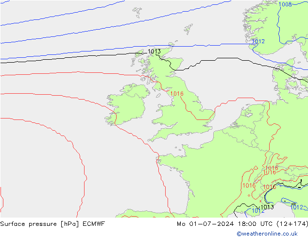 приземное давление ECMWF пн 01.07.2024 18 UTC