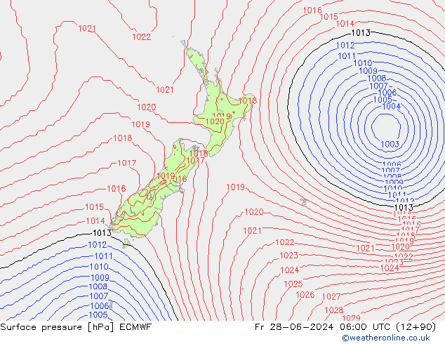 Surface pressure ECMWF Fr 28.06.2024 06 UTC