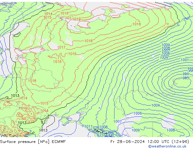 Pressione al suolo ECMWF ven 28.06.2024 12 UTC