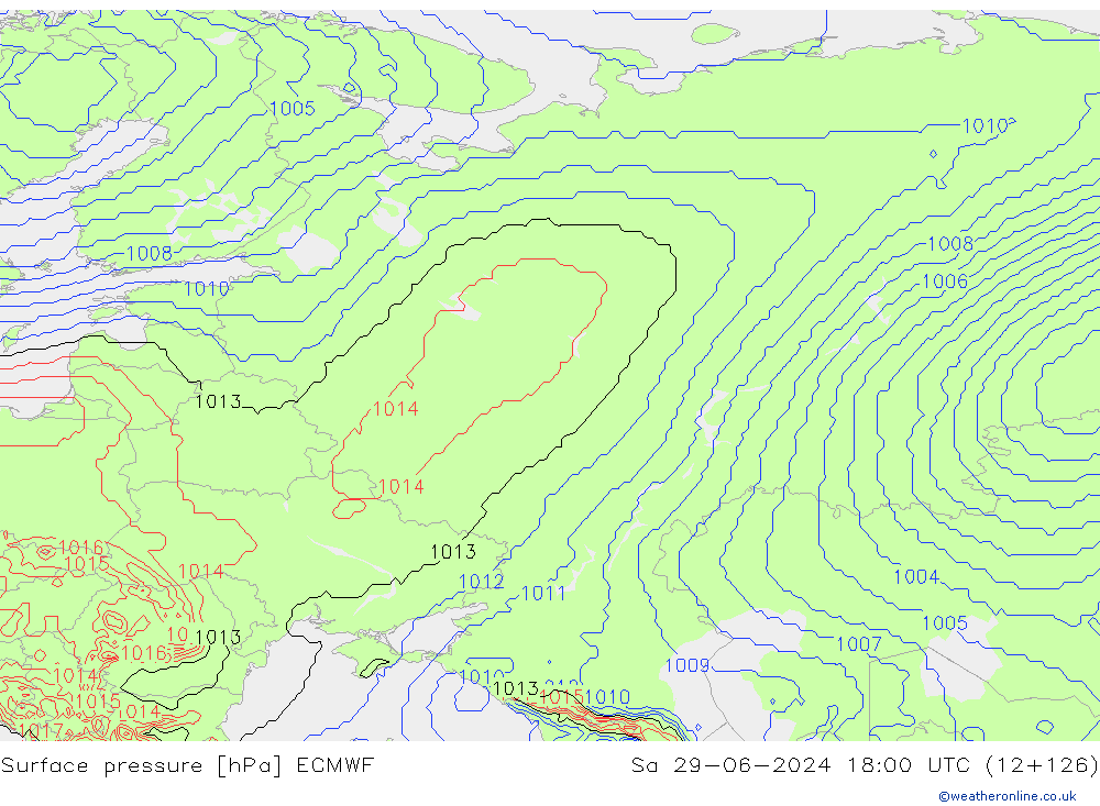 Surface pressure ECMWF Sa 29.06.2024 18 UTC