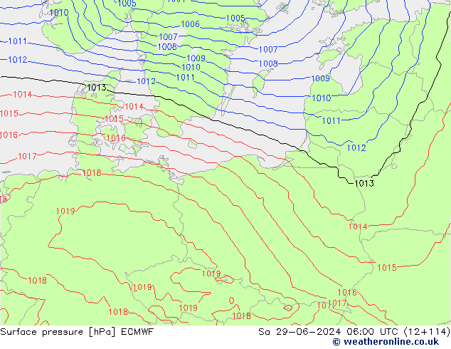 pression de l'air ECMWF sam 29.06.2024 06 UTC