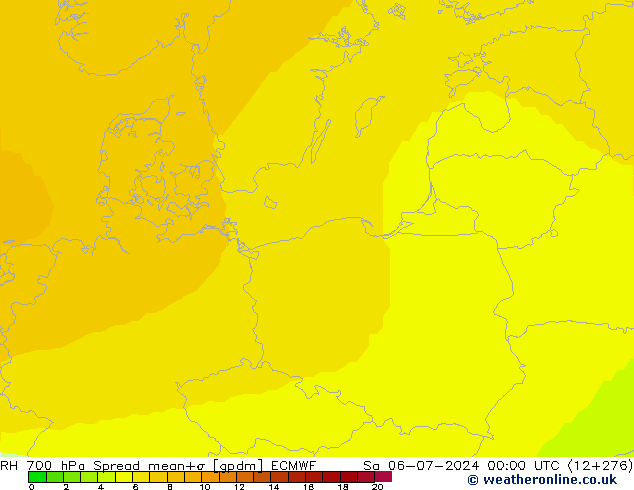 RH 700 hPa Spread ECMWF Sa 06.07.2024 00 UTC