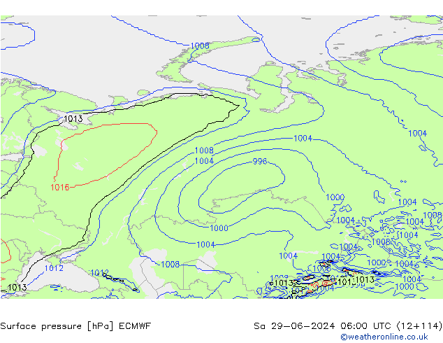 Surface pressure ECMWF Sa 29.06.2024 06 UTC