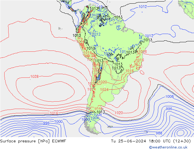 Yer basıncı ECMWF Sa 25.06.2024 18 UTC