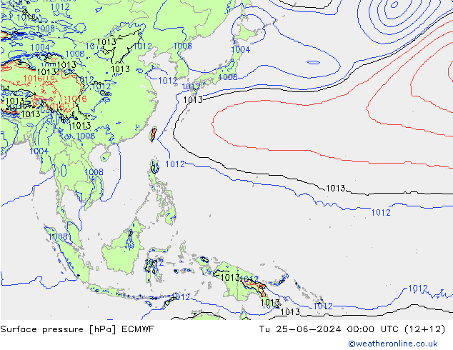 ciśnienie ECMWF wto. 25.06.2024 00 UTC