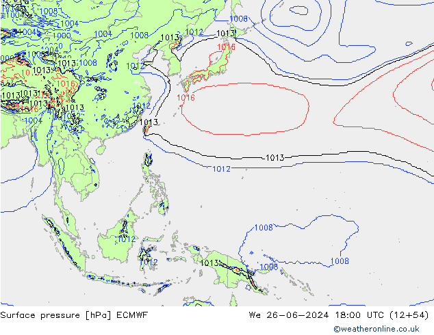 pressão do solo ECMWF Qua 26.06.2024 18 UTC