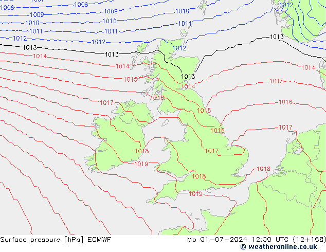 Pressione al suolo ECMWF lun 01.07.2024 12 UTC