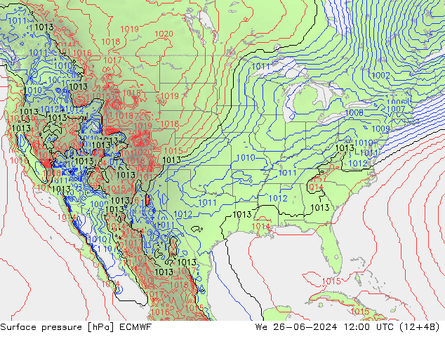 Luchtdruk (Grond) ECMWF wo 26.06.2024 12 UTC