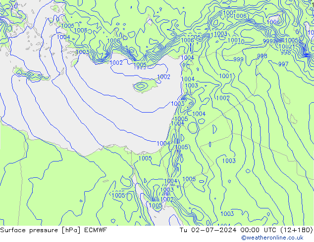 pressão do solo ECMWF Ter 02.07.2024 00 UTC
