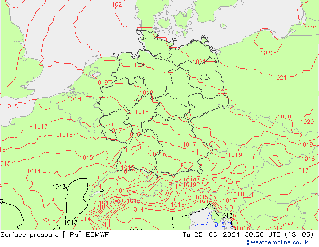 地面气压 ECMWF 星期二 25.06.2024 00 UTC