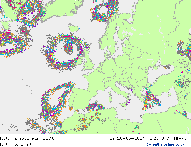 Isotachs Spaghetti ECMWF St 26.06.2024 18 UTC