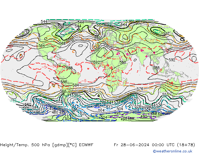 Height/Temp. 500 hPa ECMWF Fr 28.06.2024 00 UTC