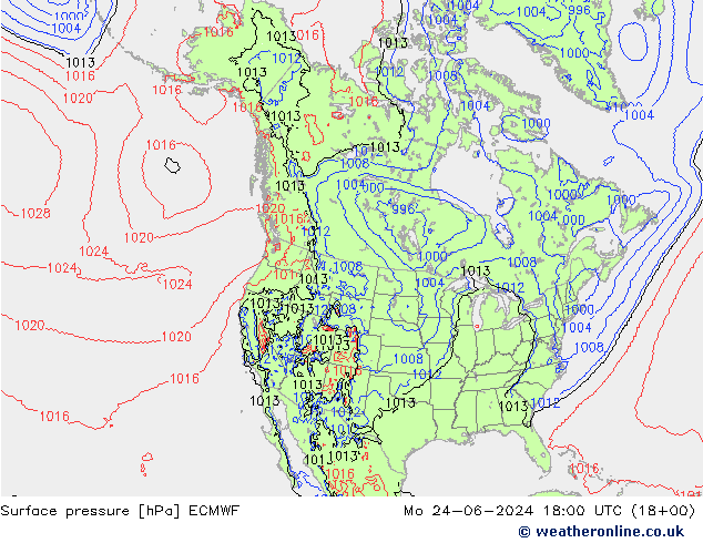 地面气压 ECMWF 星期一 24.06.2024 18 UTC