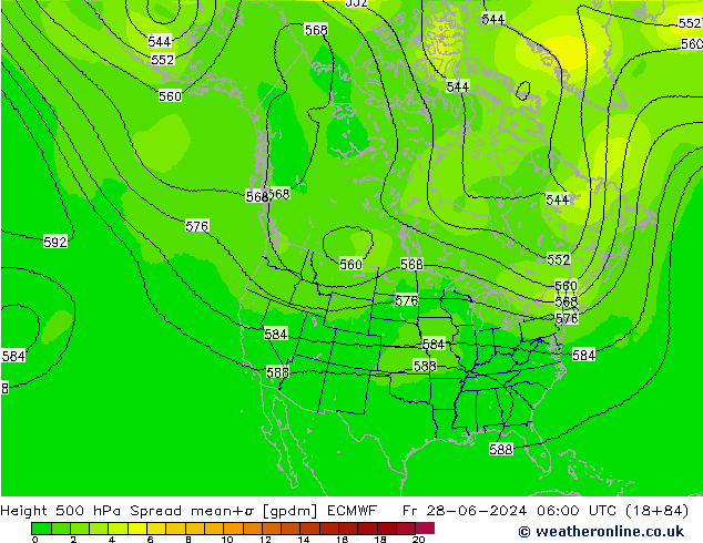 Geop. 500 hPa Spread ECMWF vie 28.06.2024 06 UTC