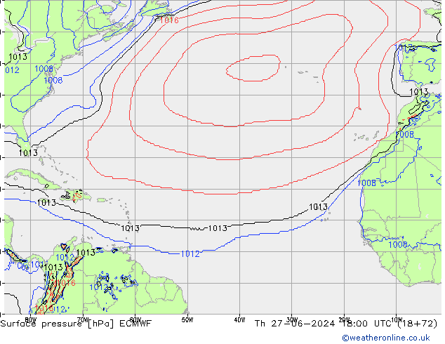 приземное давление ECMWF чт 27.06.2024 18 UTC