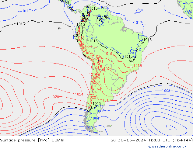 Luchtdruk (Grond) ECMWF zo 30.06.2024 18 UTC