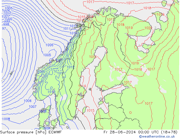 Surface pressure ECMWF Fr 28.06.2024 00 UTC