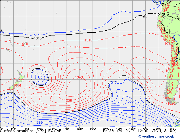 Surface pressure ECMWF Fr 28.06.2024 12 UTC