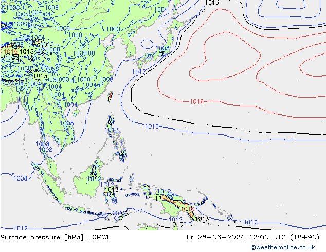 Pressione al suolo ECMWF ven 28.06.2024 12 UTC