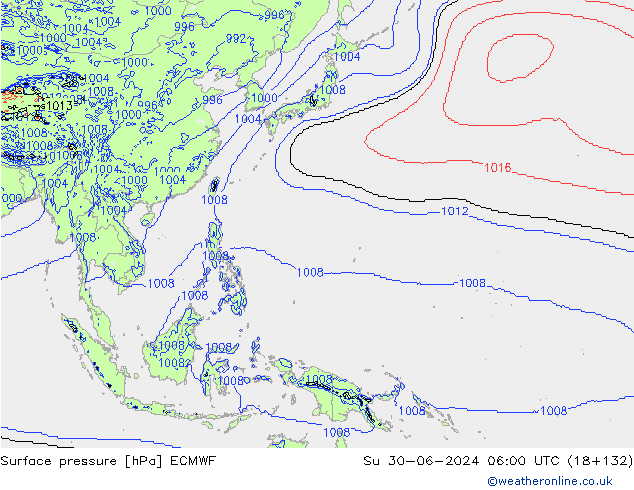 Surface pressure ECMWF Su 30.06.2024 06 UTC