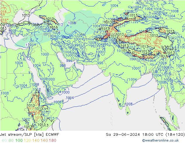 Straalstroom/SLP ECMWF za 29.06.2024 18 UTC