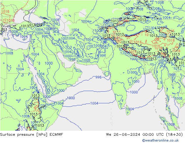 приземное давление ECMWF ср 26.06.2024 00 UTC