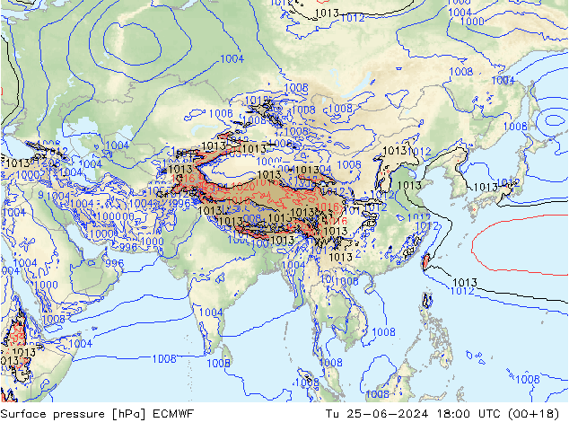 приземное давление ECMWF вт 25.06.2024 18 UTC