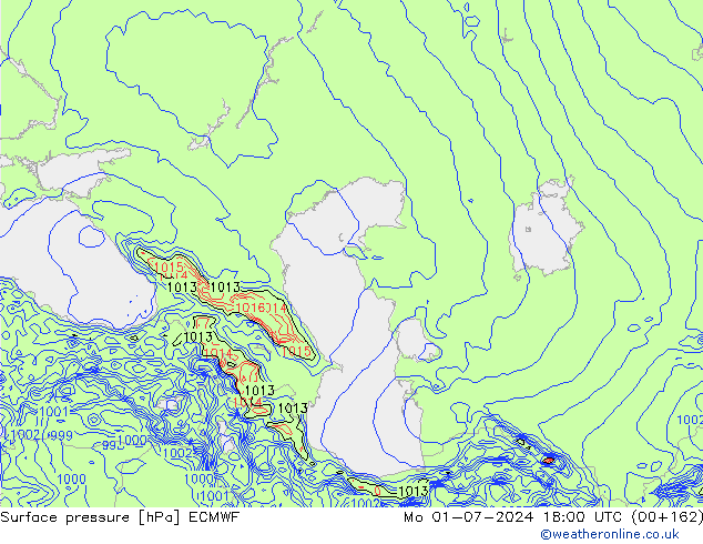 Surface pressure ECMWF Mo 01.07.2024 18 UTC