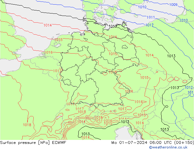 Surface pressure ECMWF Mo 01.07.2024 06 UTC