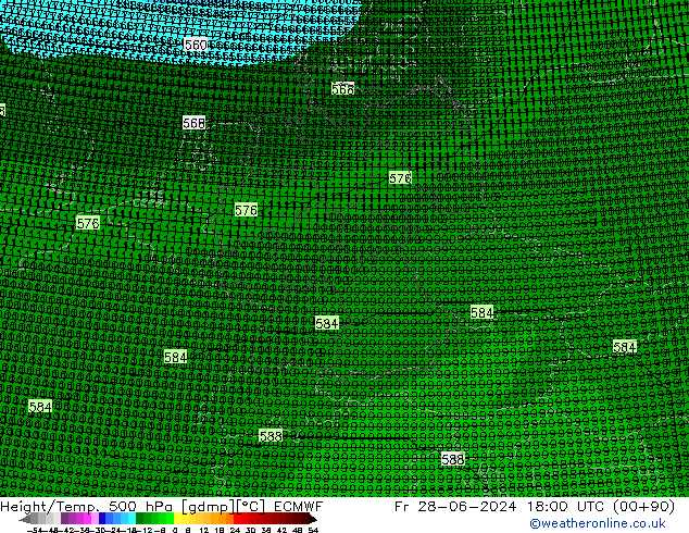 Height/Temp. 500 hPa ECMWF 星期五 28.06.2024 18 UTC