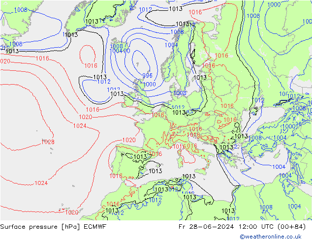 Yer basıncı ECMWF Cu 28.06.2024 12 UTC