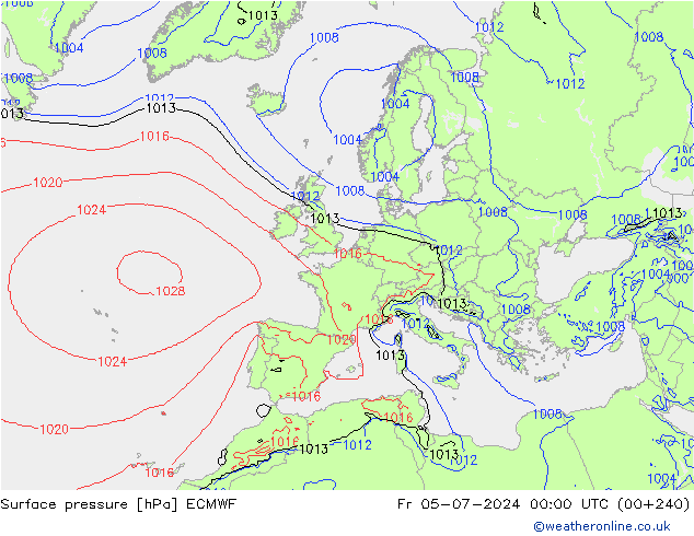 Bodendruck ECMWF Fr 05.07.2024 00 UTC