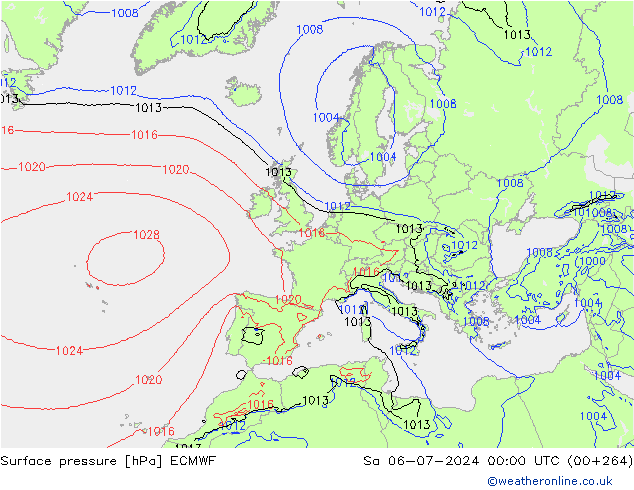 pressão do solo ECMWF Sáb 06.07.2024 00 UTC