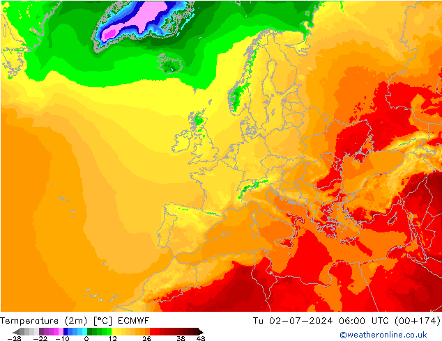 Temperatura (2m) ECMWF mar 02.07.2024 06 UTC