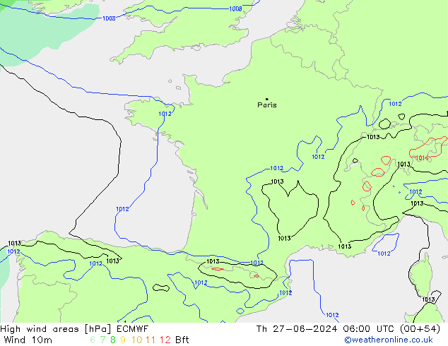 Windvelden ECMWF do 27.06.2024 06 UTC