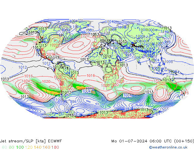 Polarjet/Bodendruck ECMWF Mo 01.07.2024 06 UTC