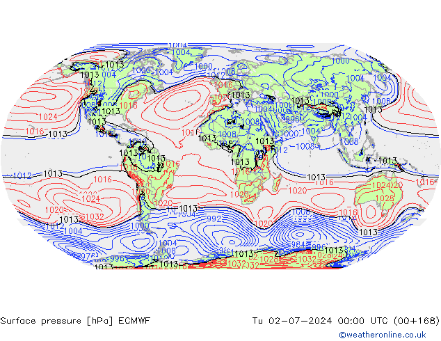 Surface pressure ECMWF Tu 02.07.2024 00 UTC