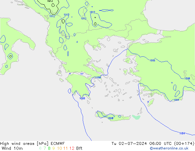 High wind areas ECMWF mar 02.07.2024 06 UTC