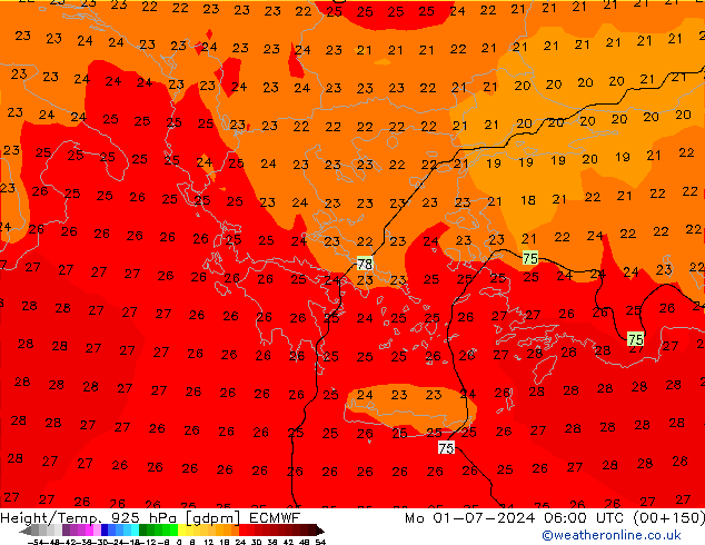 Hoogte/Temp. 925 hPa ECMWF ma 01.07.2024 06 UTC