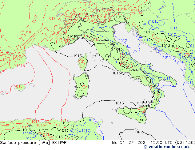 ciśnienie ECMWF pon. 01.07.2024 12 UTC