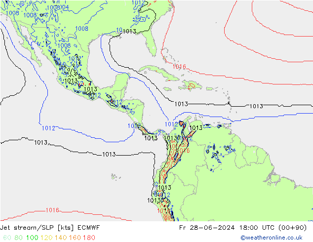 Corrente a getto ECMWF ven 28.06.2024 18 UTC