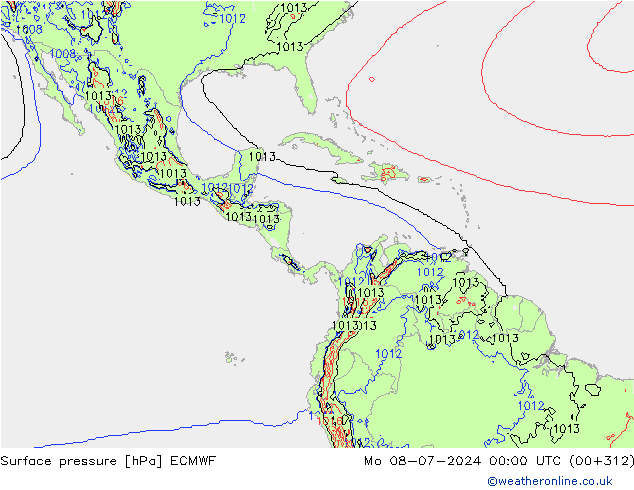 Atmosférický tlak ECMWF Po 08.07.2024 00 UTC