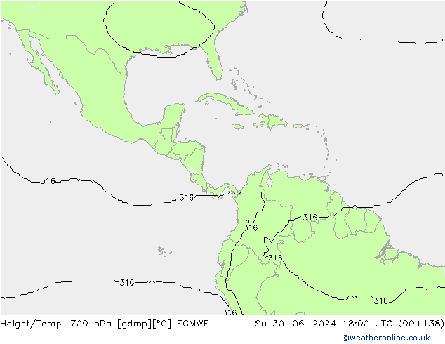 Géop./Temp. 700 hPa ECMWF dim 30.06.2024 18 UTC